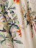 Plants Print Elastic High Waist Midi Dress -  