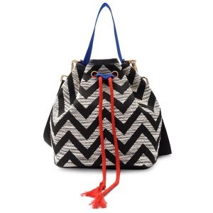 Chevron Stripe Cross Body Bucket Bag