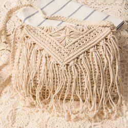 Crochet Fringed Cross Body Bag
