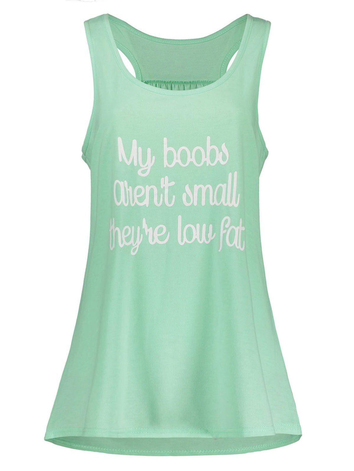 

My Boobs Low Fat Graphic Tank Top, Mint green