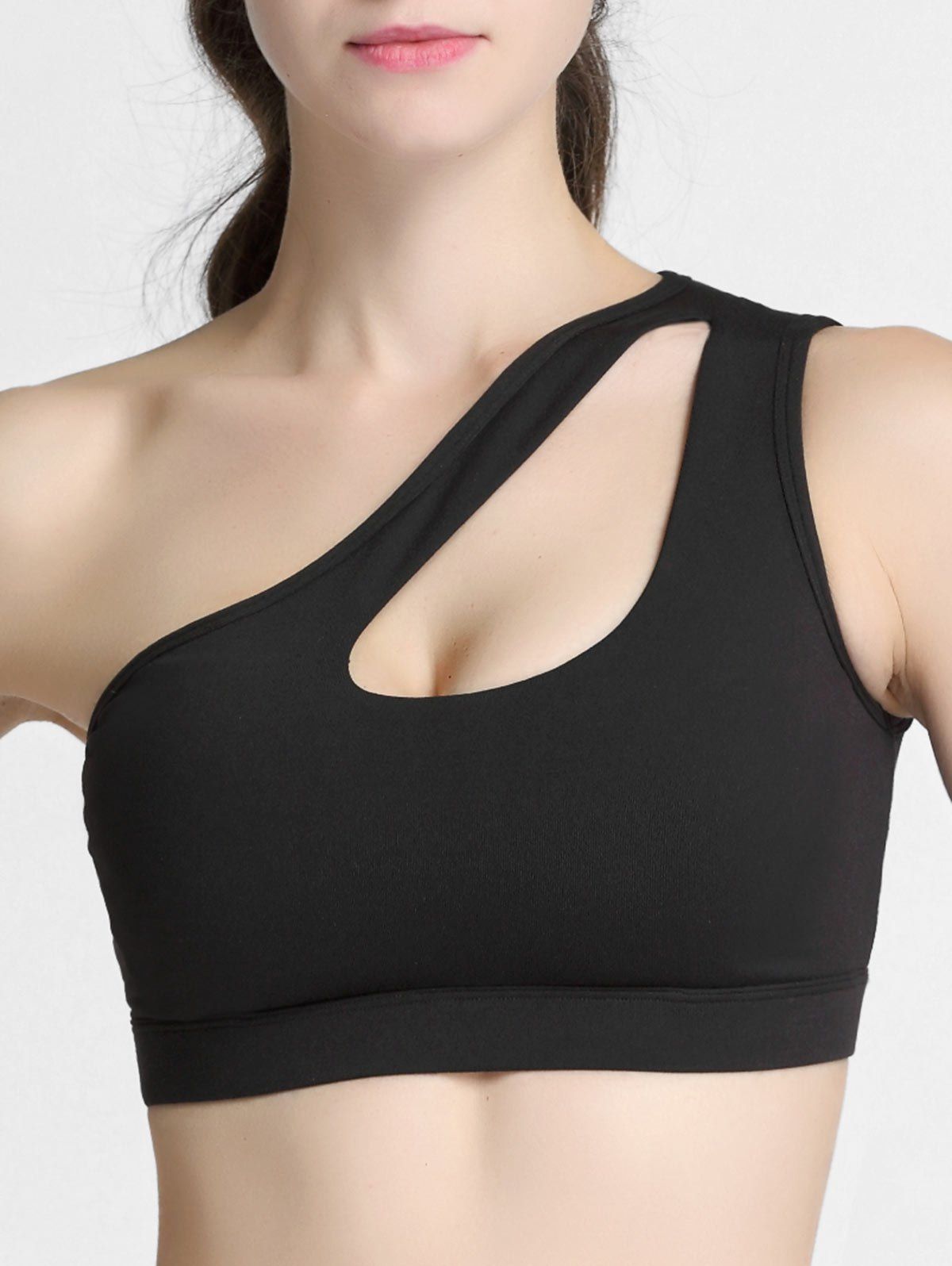 [57 OFF] One Shoulder Cut Out Padded Sports Bra Rosegal