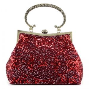 Metal Trim Sequins Beaded Evening Bag