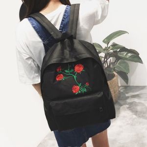 Canvas Rose Embroidered Backpack