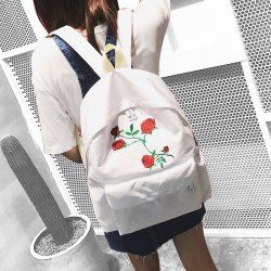Canvas Rose Embroidered Backpack