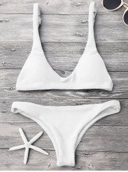 Ensemble de Bikini Rembourré à Col Dégagé - Blanc M