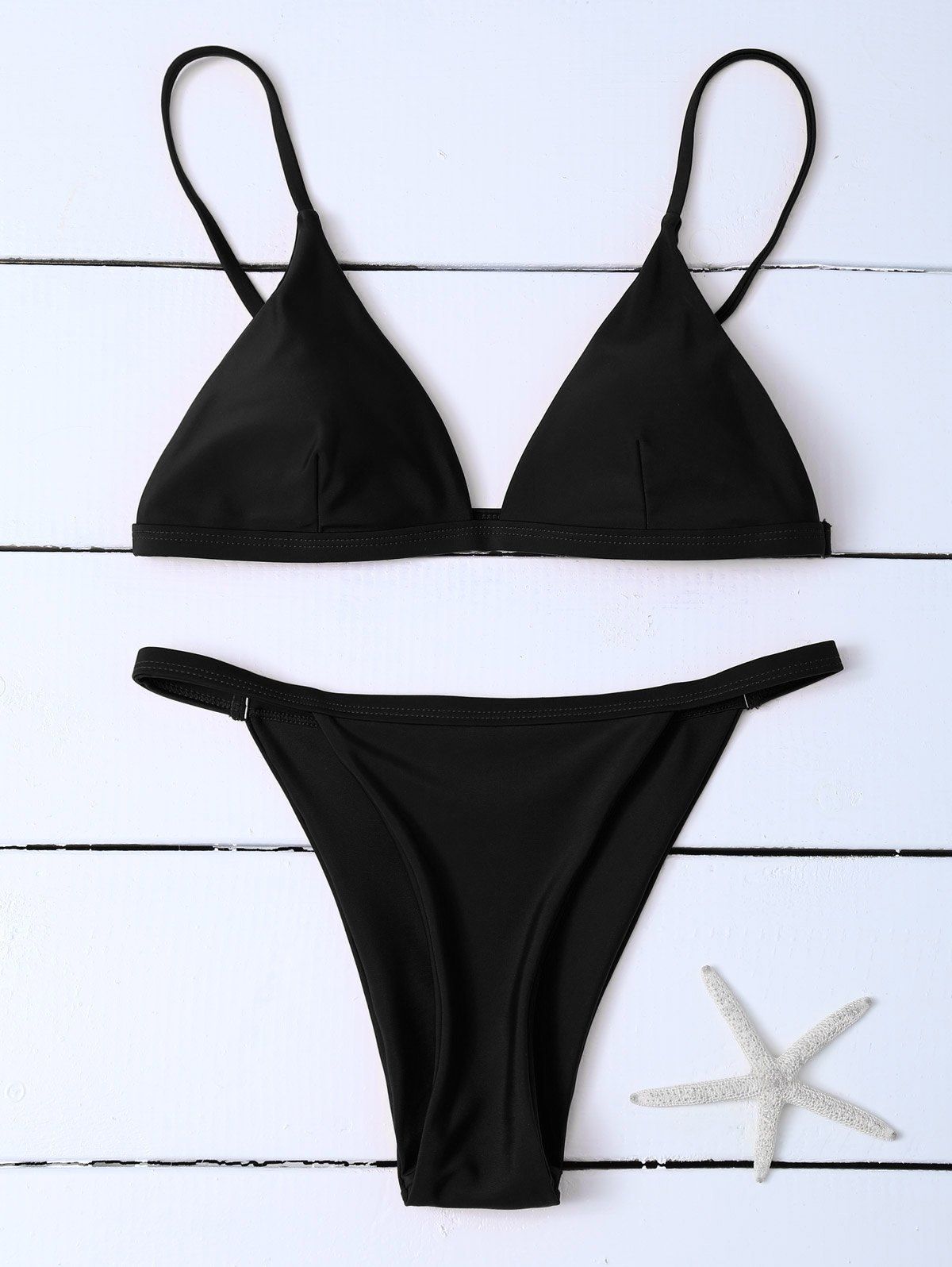 

Spaghetti Strap Low Waisted Bikini Swimwear, Black