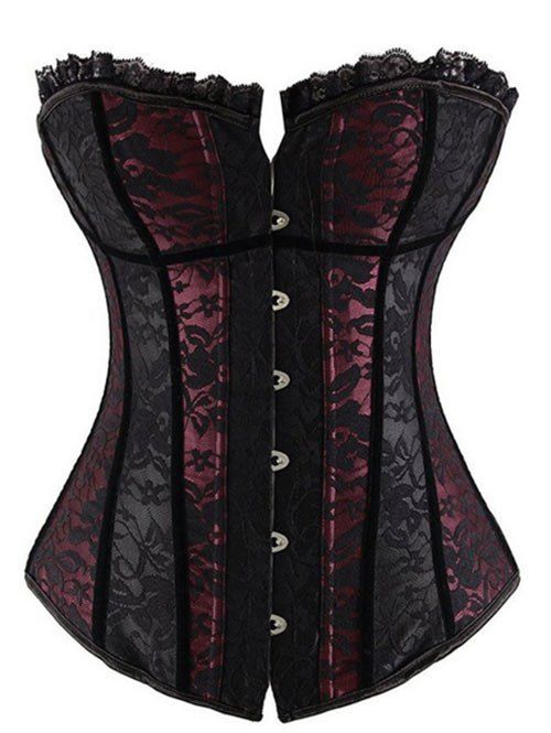 

Lace-Up Steel Boned Underbust Corset, Wine red