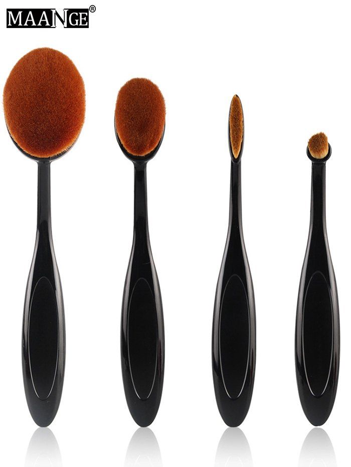 

MAANGE 4 Pcs Nylon Oval Makeup Brushes Set, Black