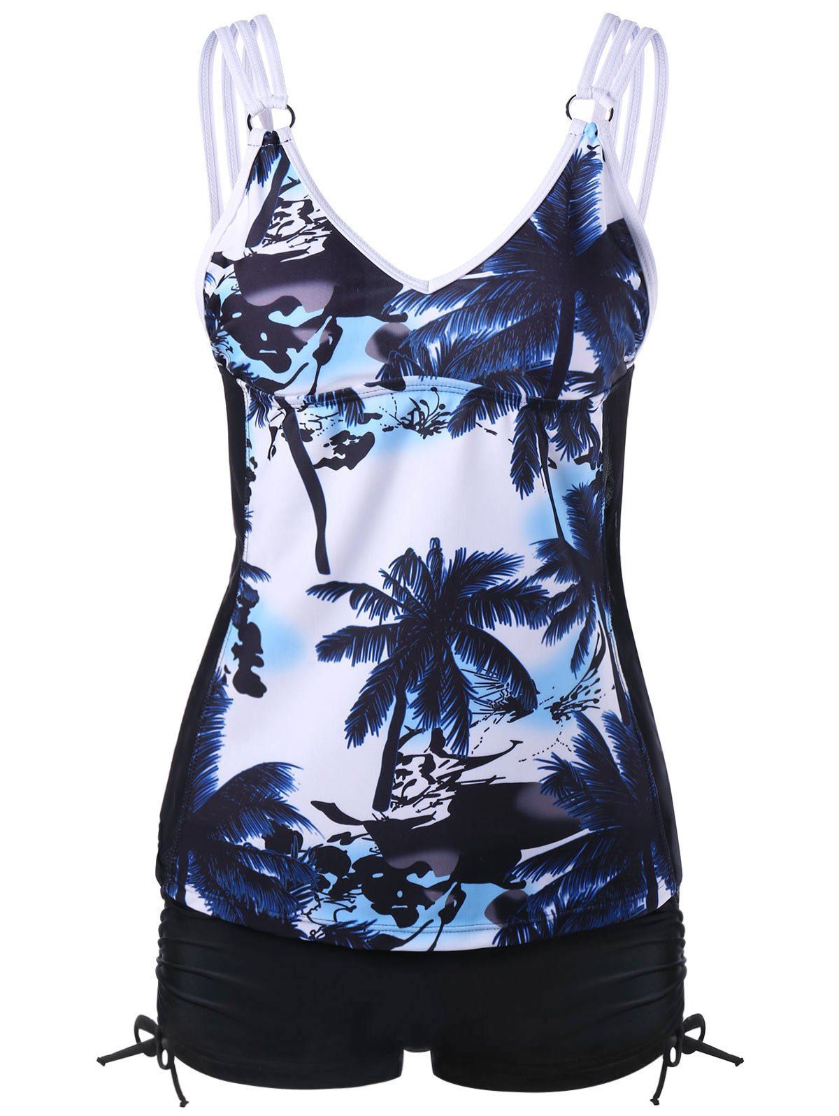 

Tropical Palm Strappy Tankini Set, Colormix