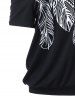 2019 plus size feather print skew neck t shirt