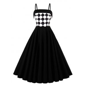 Checked High Waist Cami Dress