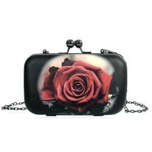 Rose Print Kisslock Crossbody Bag