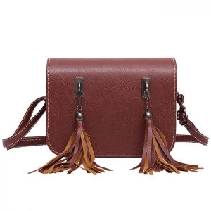 Flap Twin Tassel Crossbody Bag
