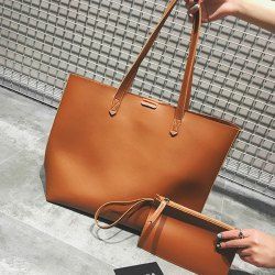 2 Pc PU Leather Shoulder Bag Set