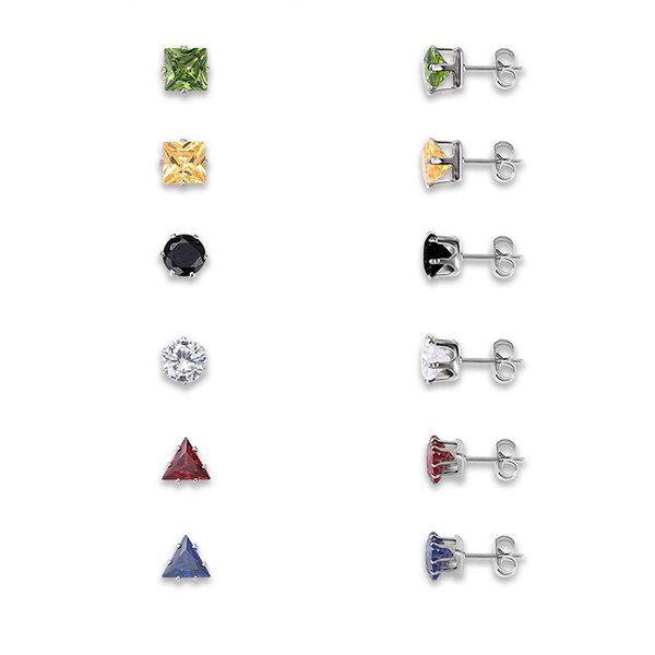 

Alloy Rhinestone Geometric Stud Earring Set, Multicolor