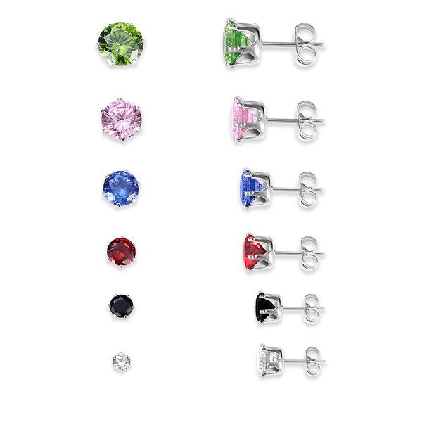 

Artificial Gemstone Circle Stud Earring Set, Multicolor