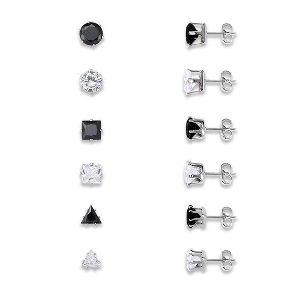 

Rhinestoned Geometric Stud Earrings Set, Multicolor