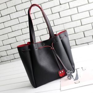 Faux Leather Drawstring Shoulder Bag