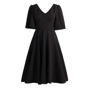 V Neck Swing Vintage Dress