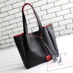 Faux Leather Drawstring Shoulder Bag