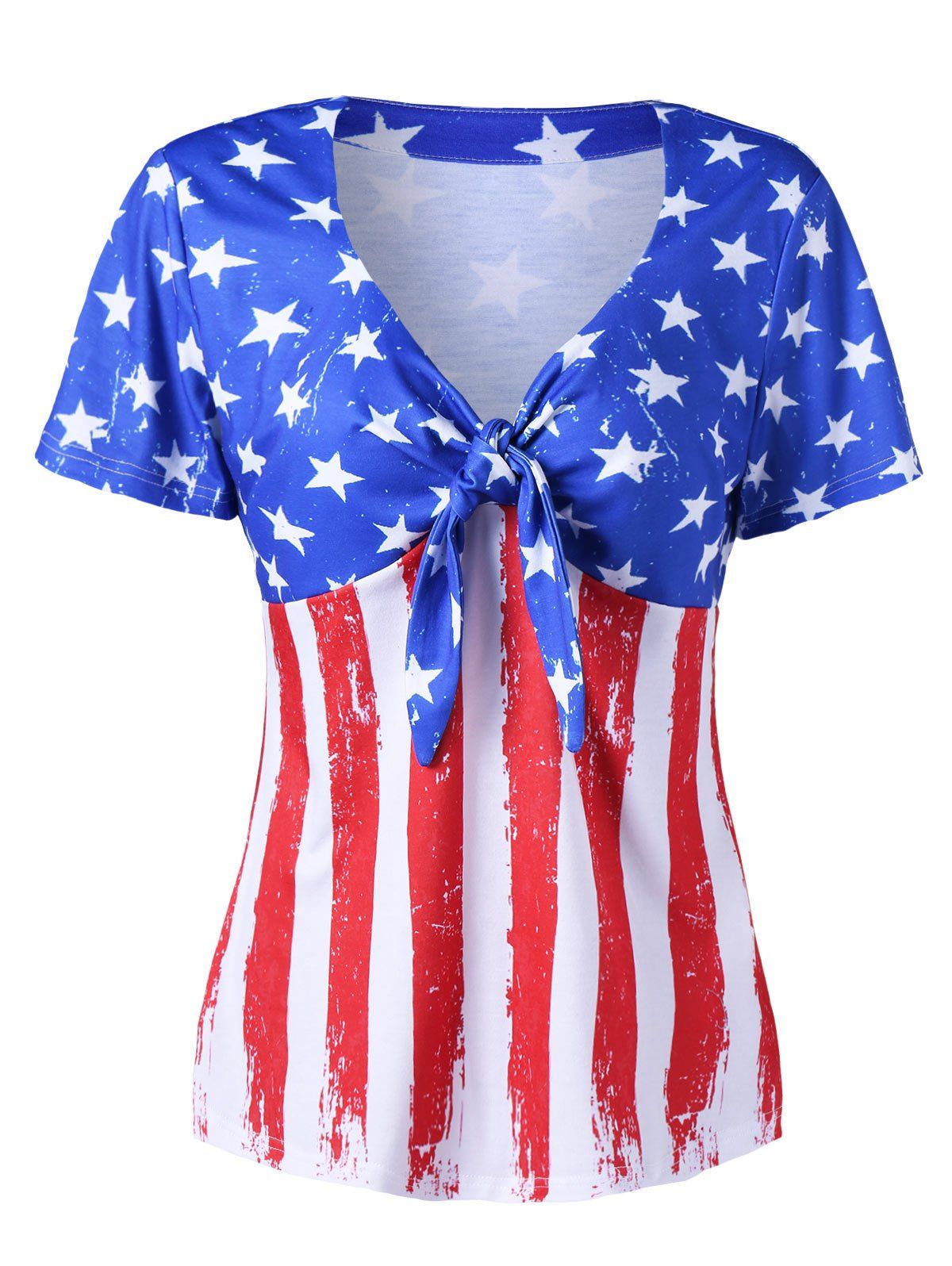 [56% OFF] Empire Waist American Flag V Neck T-Shirt | Rosegal