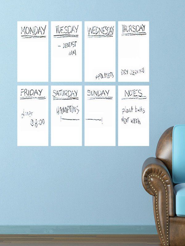 

Weekly Schedule White Board 8PCS A4 Wall Stickers with Pen