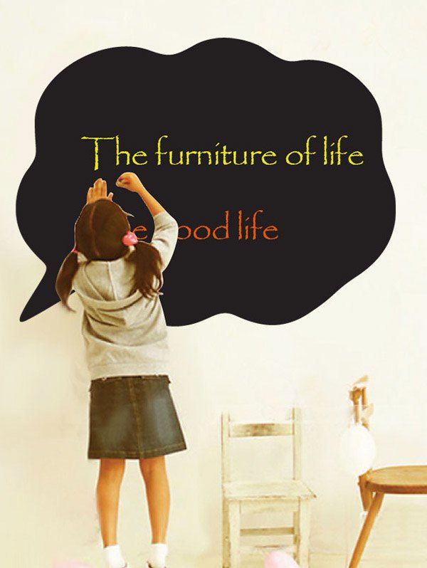 

Cloud Shape Graffiti Painting Blackboard Wall Sticker with Chalk, Black