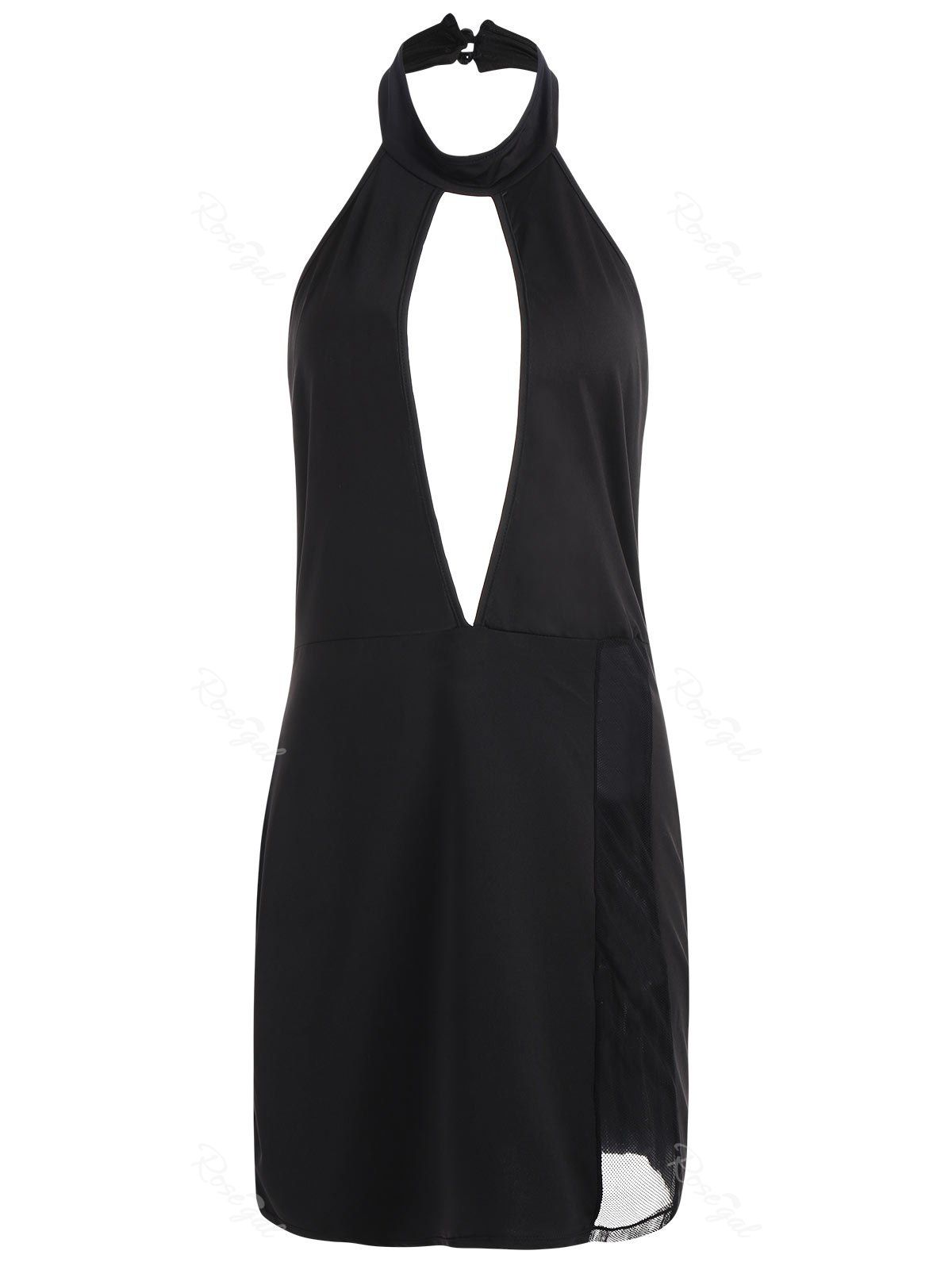 

Plus Size Keyhole Backless Bodycon Dress, Black