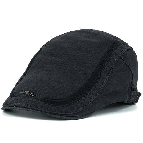 

Stripe Embroidered Metal Letters Embellished Newsboy Hat, Deep gray