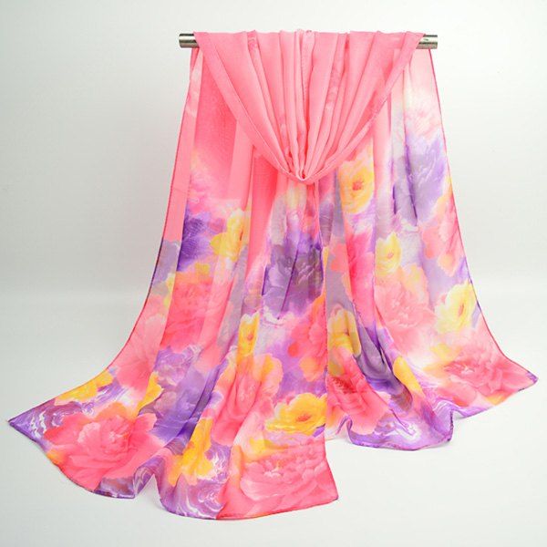 

Watercolour Multicolor Floral Printing Shawl Scarf, Pink