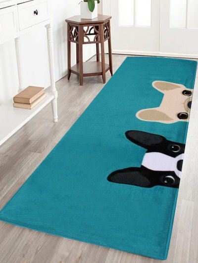 

Puppy Head Coral Velvet Floor Area Rug, Lake blue