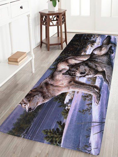 

Coral Velvet Wolf Animal Large Area Rug, Colormix