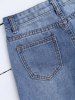 Rose Embroidered A Line Ripped Jean Skirt -  