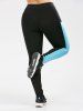 Plus Size Two Tone Sporty Leggings with Pocket -  