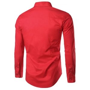 red long sleeve shirt button up