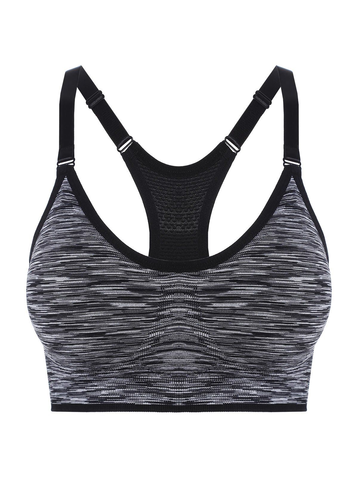 

Padded Strappy Racerback Sports Bra, Gray