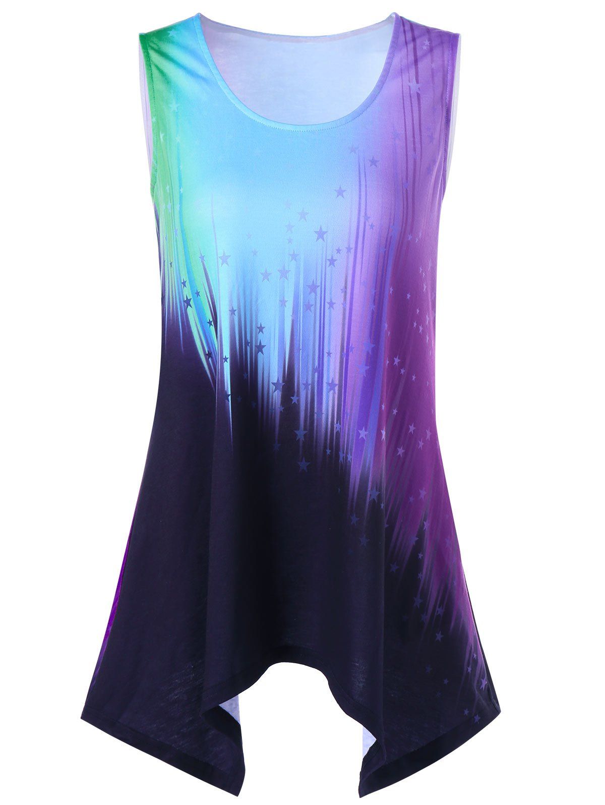 [32% OFF] Star Sleeveless Ombre T-Shirt | Rosegal