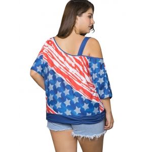 best plus size american flag cold shoulder t shirt