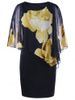 Tight Floral Slit Sleeve Capelet Dress -  