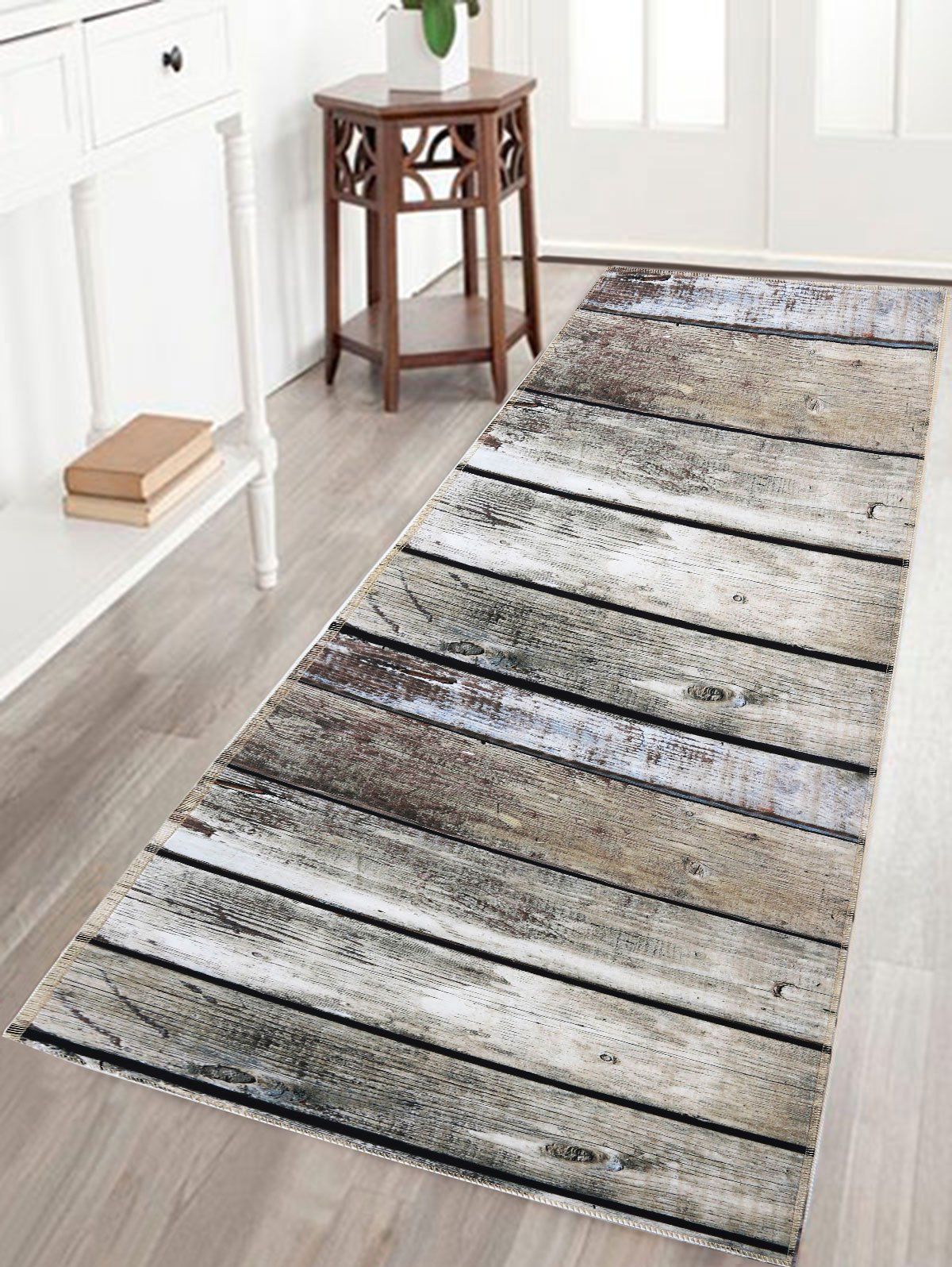 

Antiskid Water Absorption Bathroom Rug with Wood Grain Print