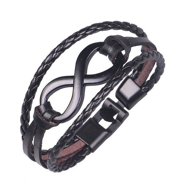 

Artificial Leather Rope Braid Infinite Bracelet, Black
