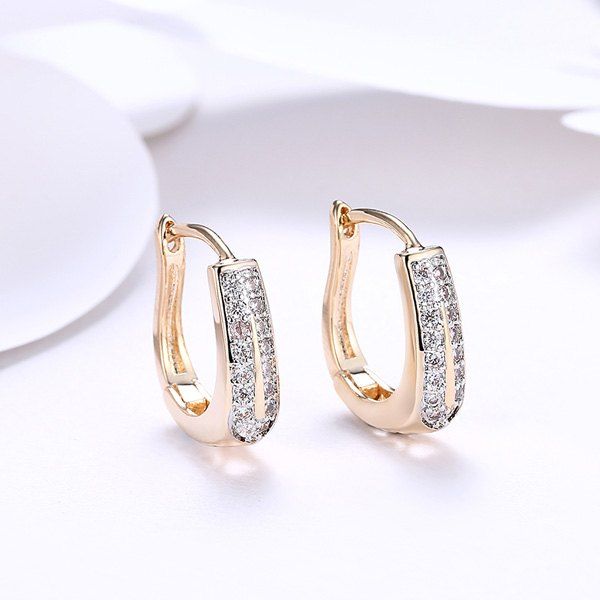 

Rhinestone Alloy Horseshoe Hoop Earrings, Golden