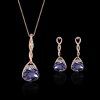 Faux Amethyst Rhinestone Oval Jewelry Set -  