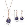 Faux Amethyst Rhinestone Oval Jewelry Set -  