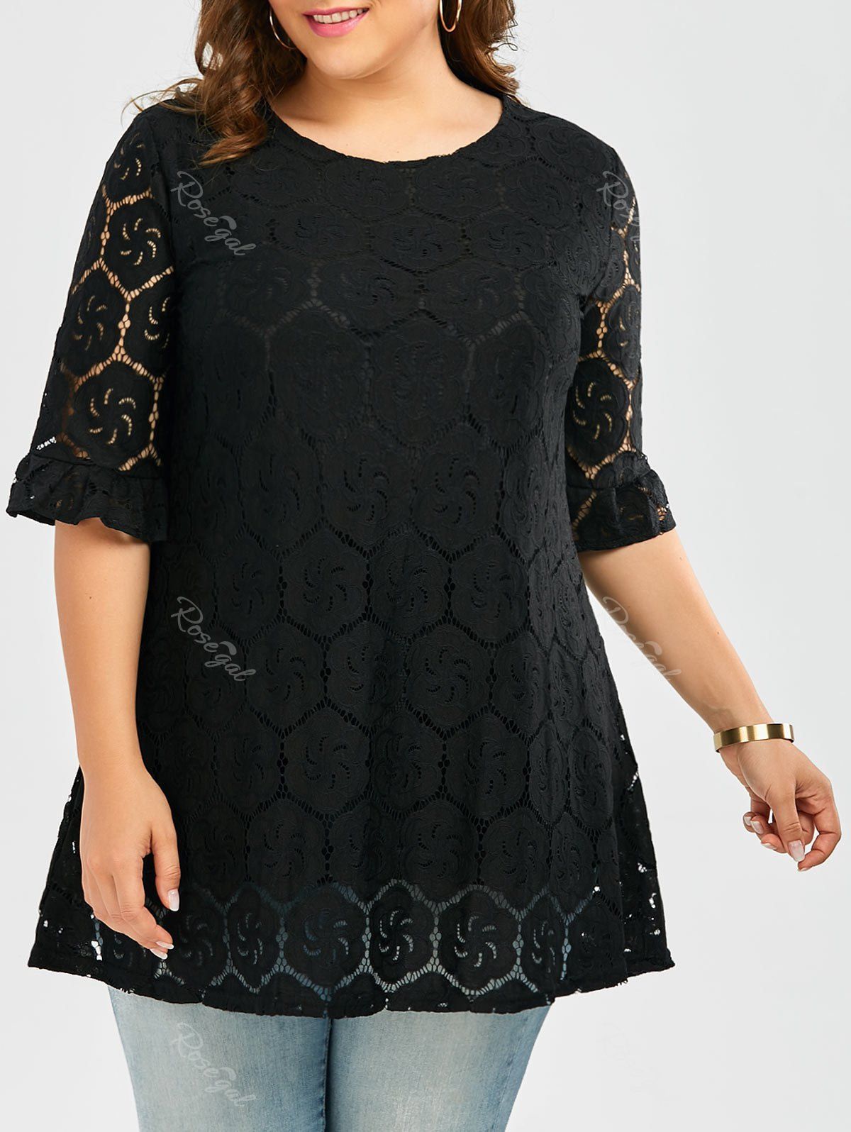 2019 plus size bell sleeve embroidery t shirt