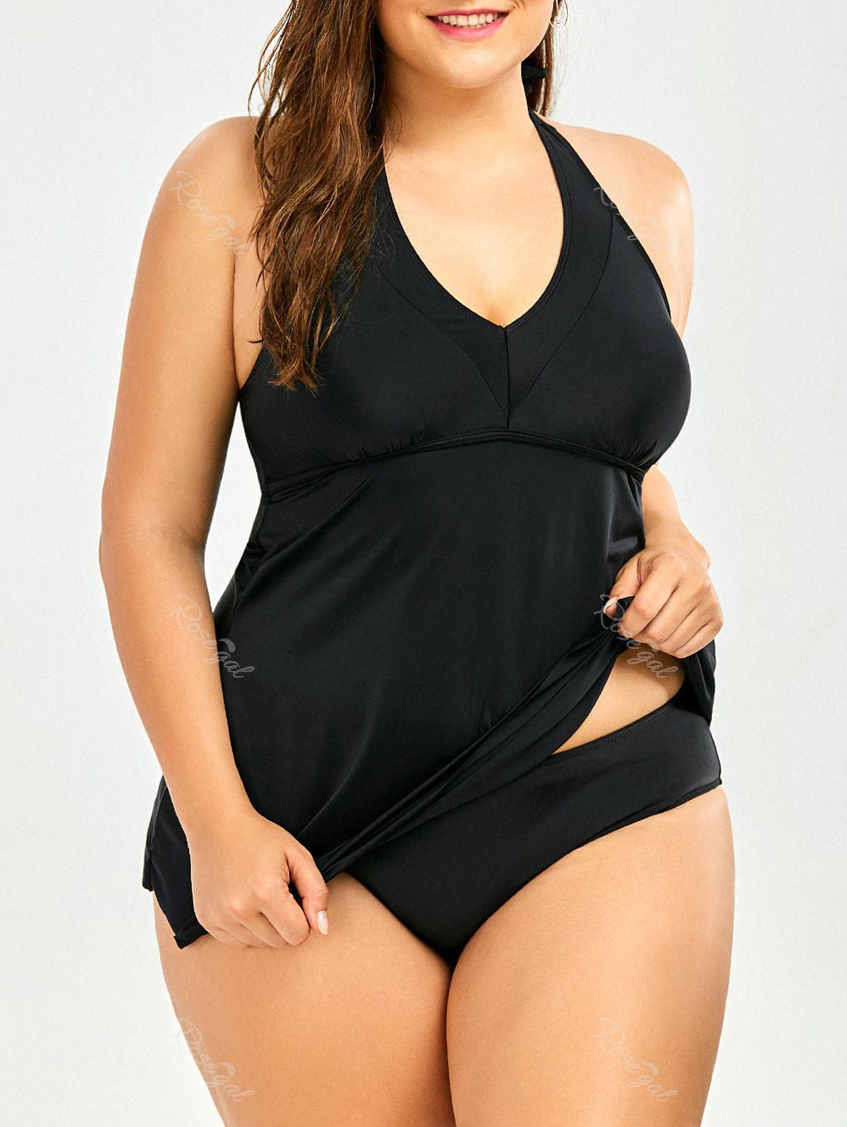 Maillot De Bain Tankini à Dos Nu Plongeant Rembourré Grande Taille En