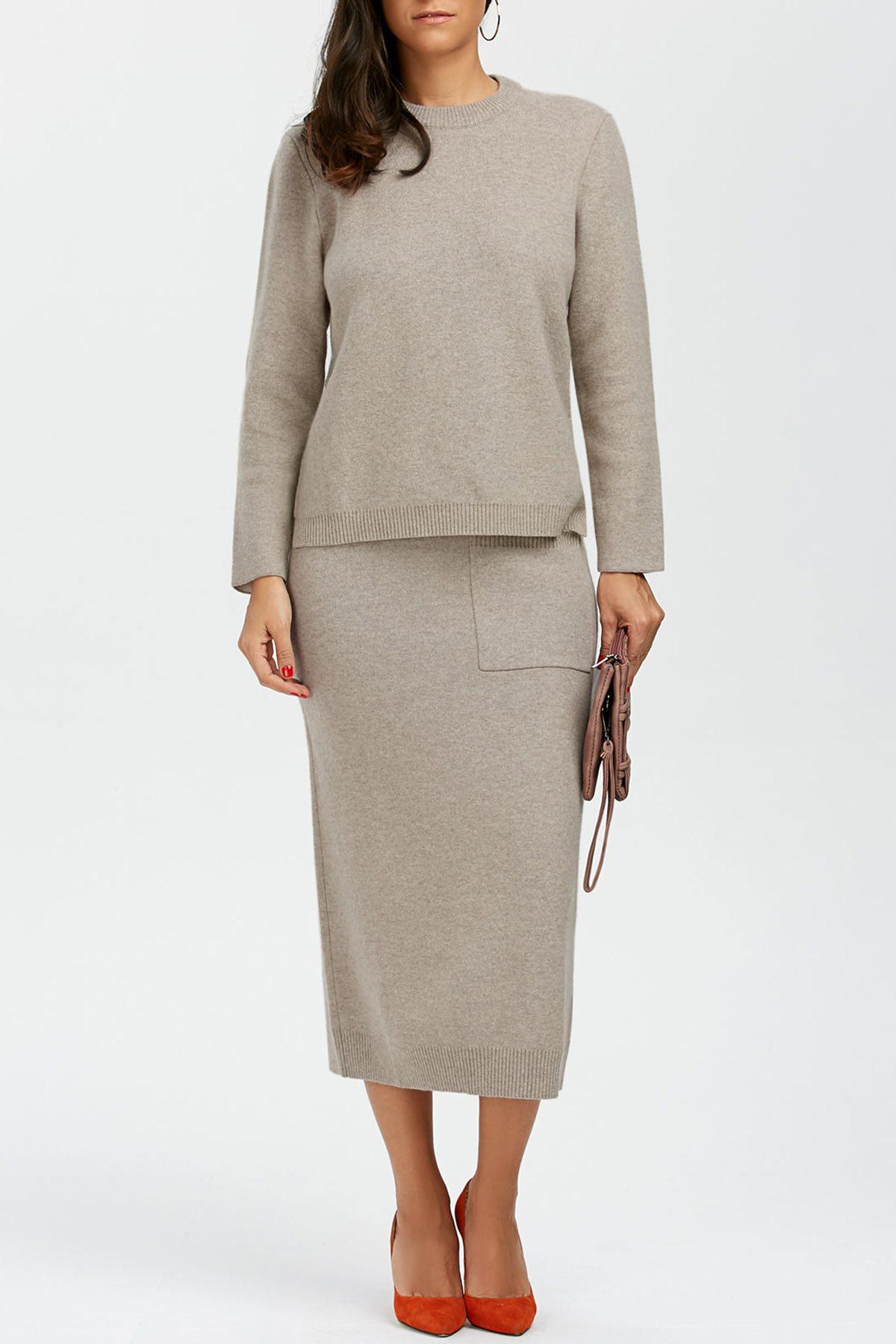 long skirt with sweater outfit
