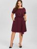 Plus Size Belted Knee Length A Line Dress With Pocket -  