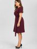 Plus Size Belted Knee Length A Line Dress With Pocket -  