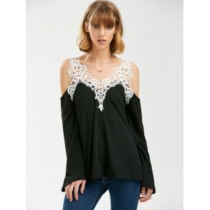 black cold shoulder long sleeve top